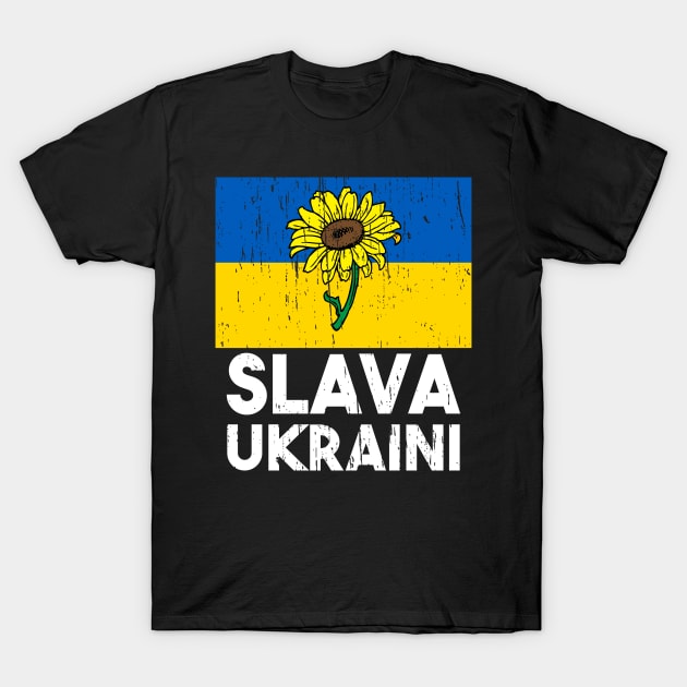 Slava Ukraini Glory to Ukraine Flag T-Shirt by focodesigns